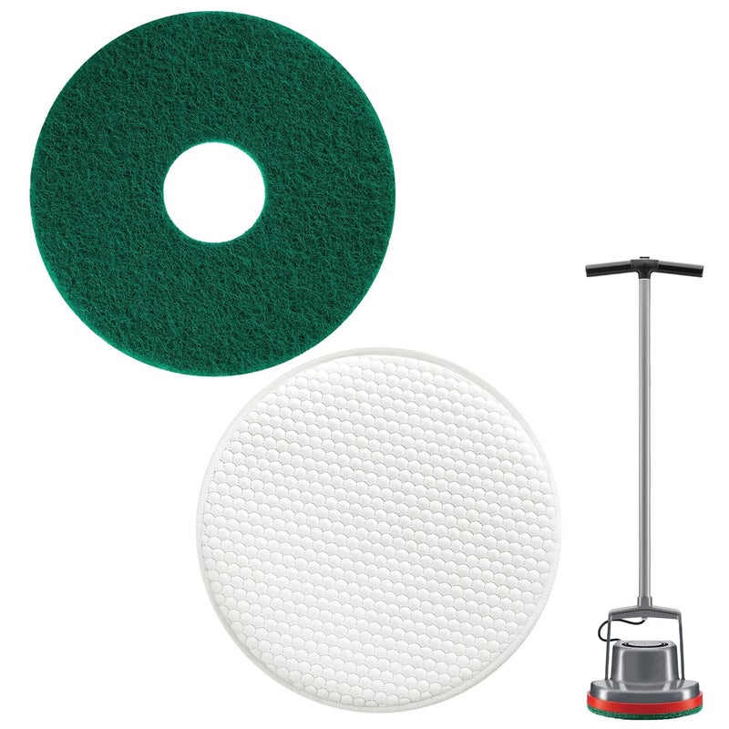 Potchen 2 Pack 12" Floor Machine Pads Compatible with Oreck Commercial 550MC 437.056 Orbiter Scrubber Machine, Microfiber Carpet Bonnet, Floor Buffer Pad for Deep Cleaning (Stripper & Bonnet) - Image 1